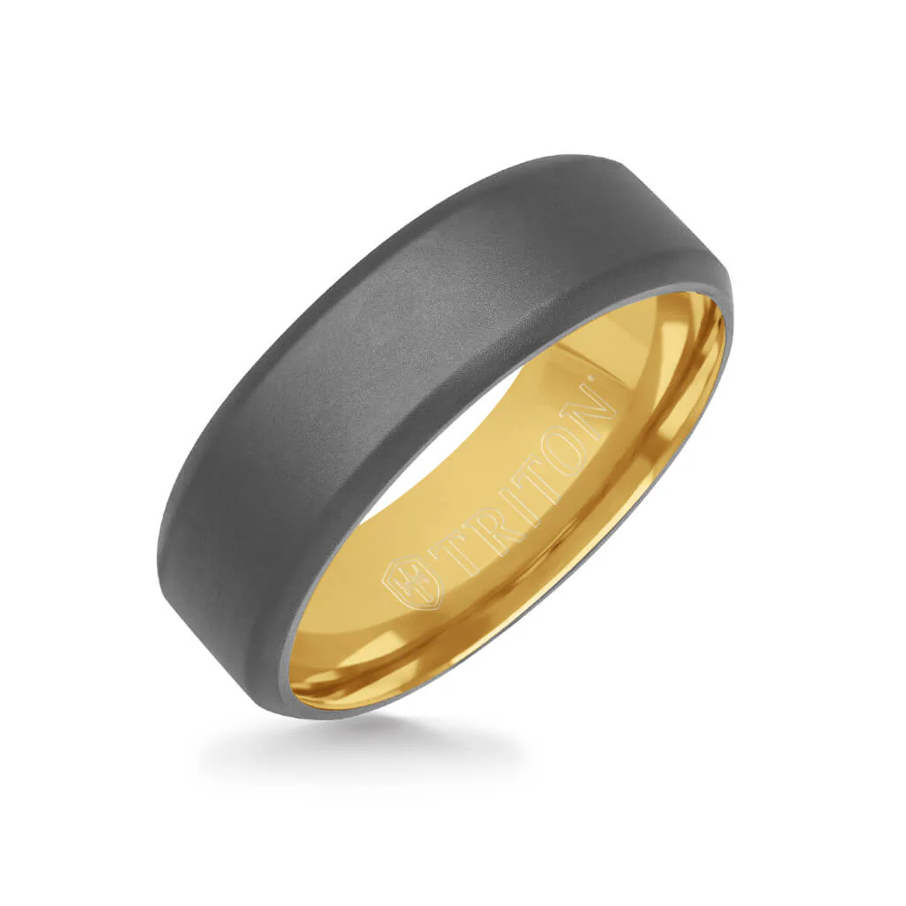 7MM Tantalum Ring - 14k Gold Inside Sleeve and Matte Edge - Image 3