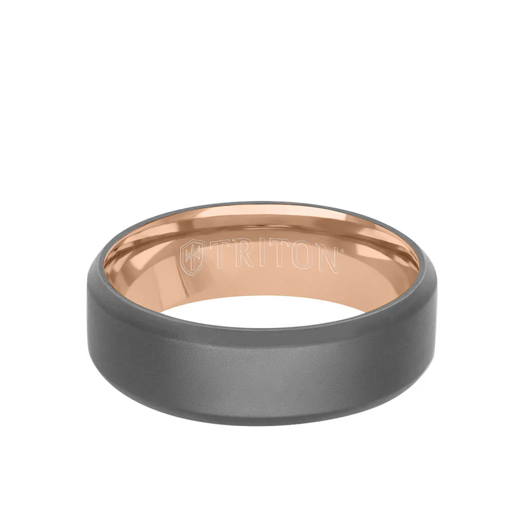 7MM Tantalum Ring - 14k Gold Inside Sleeve and Matte Edge - Image 4