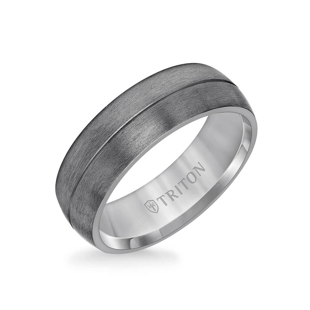 7MM Tantalum Ring – Brush Finish Dome with Center line - Image 3