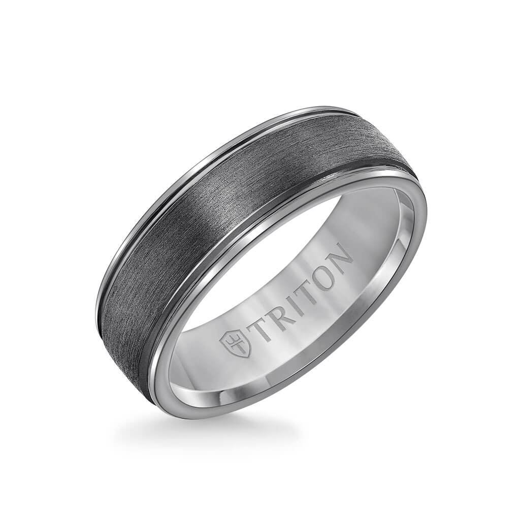7MM Tantalum Ring - Crystalline Finish Dome with Edge Lines - Image 3
