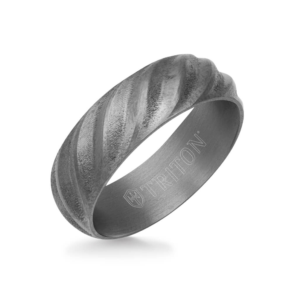 7MM Tantalum Ring - Roped Inlay and Flat Edge - Image 3