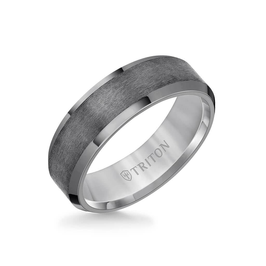 7MM Tantalum Ring - Vertical Satin Finish and Bevel Edge - Image 3