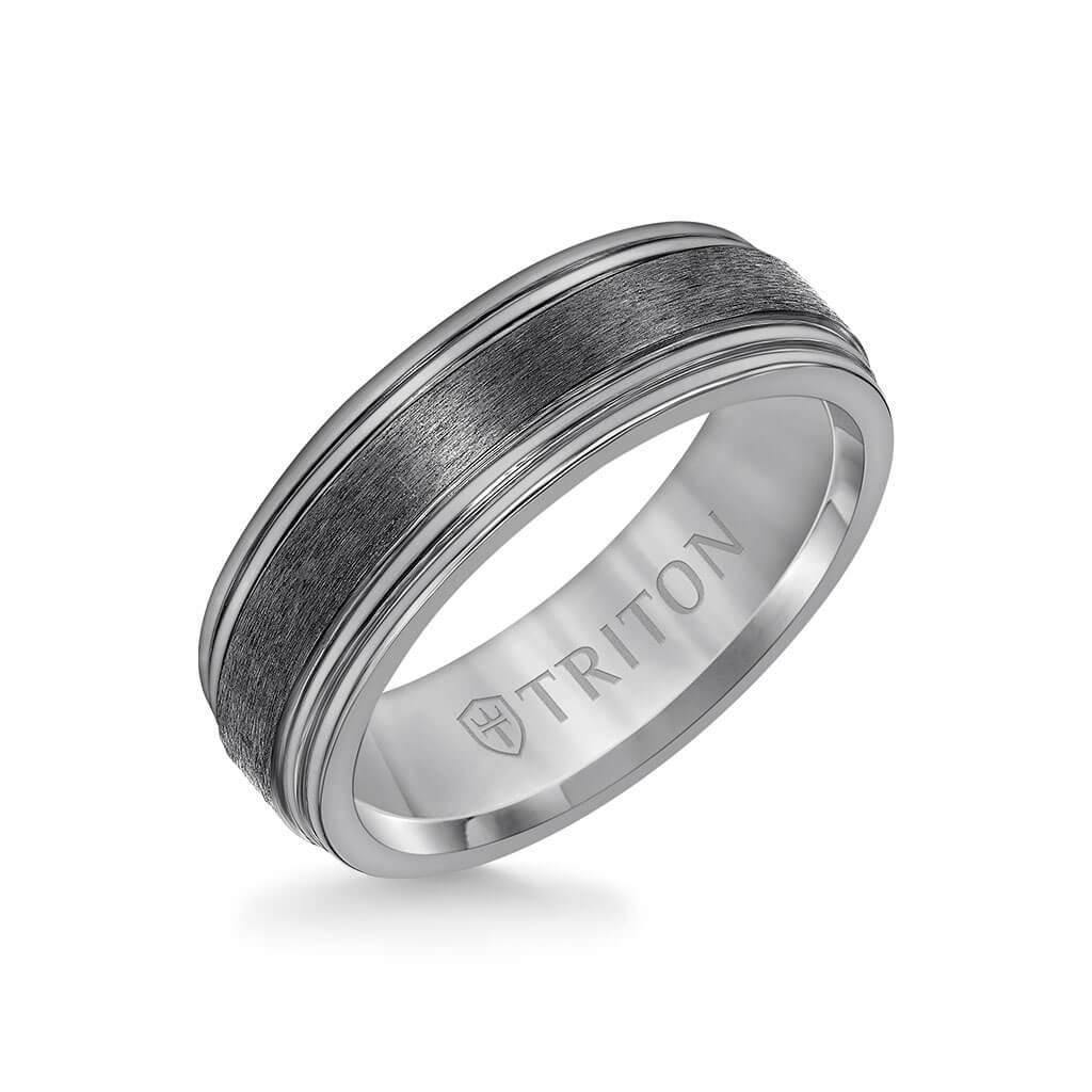 7MM Tantalum Ring - Brush Finish Center and Round Edge - Image 3