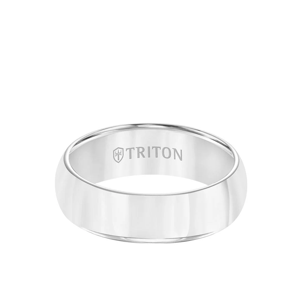 7MM Tungsten Carbide Ring - Bright Finish Domed Center and Round Edge - Image 4