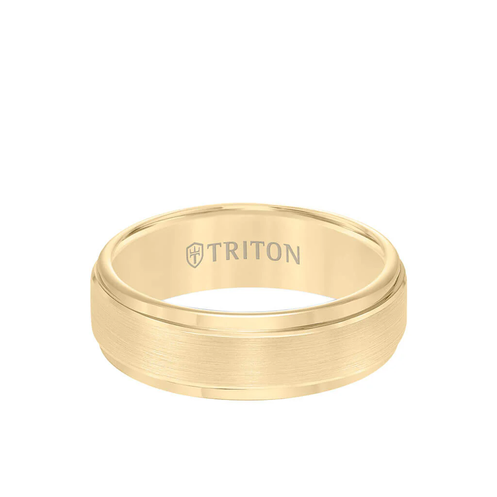 7MM Tungsten Carbide Ring - Brushed Finish and Step Edge - Image 11