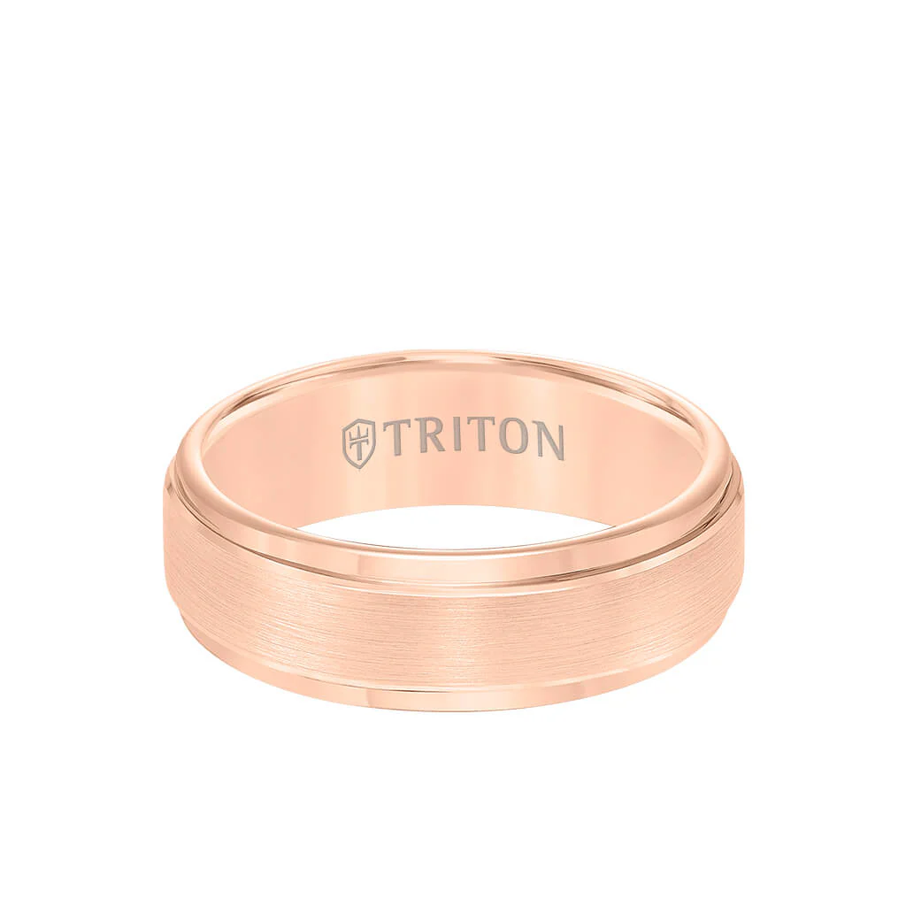 7MM Tungsten Carbide Ring - Brushed Finish and Step Edge - Image 7