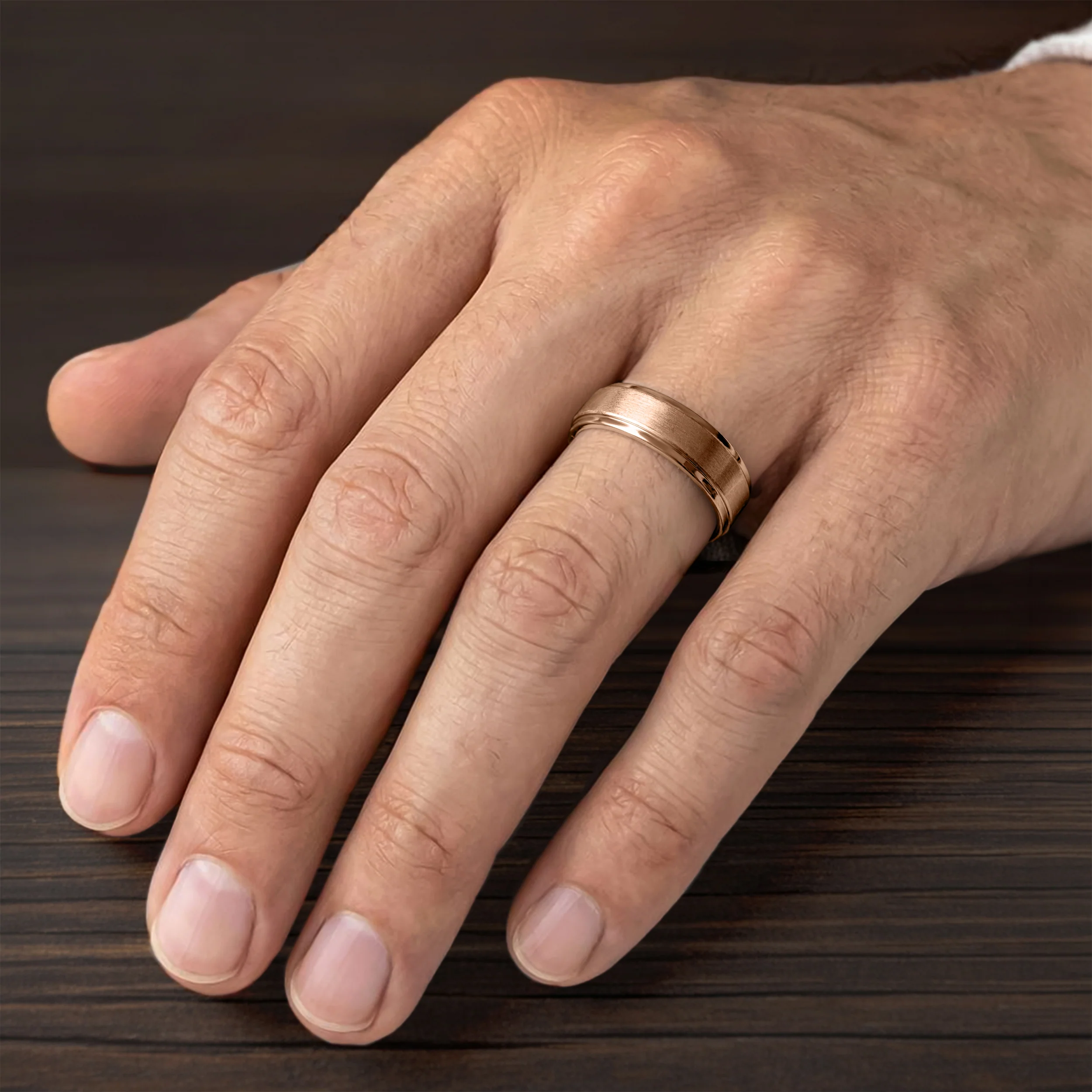 7MM Tungsten Carbide Ring - Brushed Finish and Step Edge - Image 8
