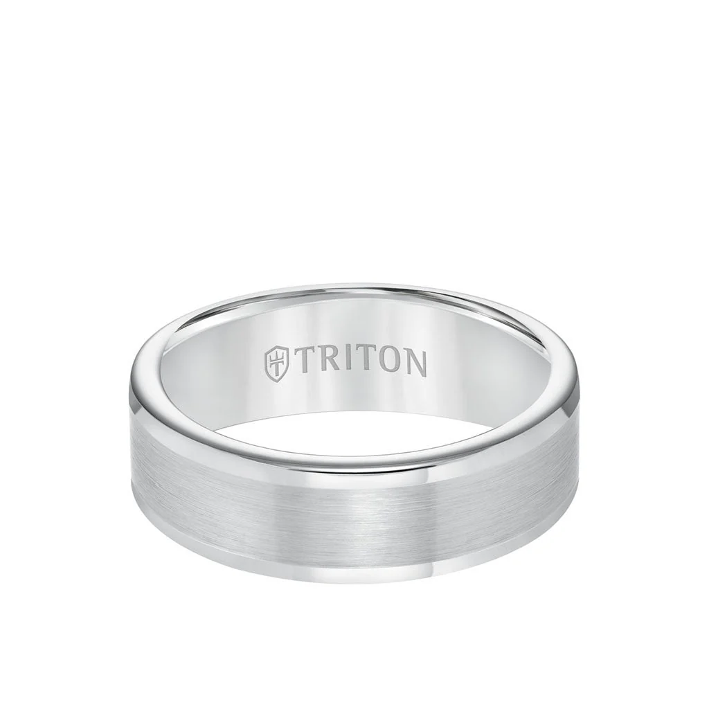 7MM Tungsten Carbide Ring - Satin Center and Round Edge - Image 4