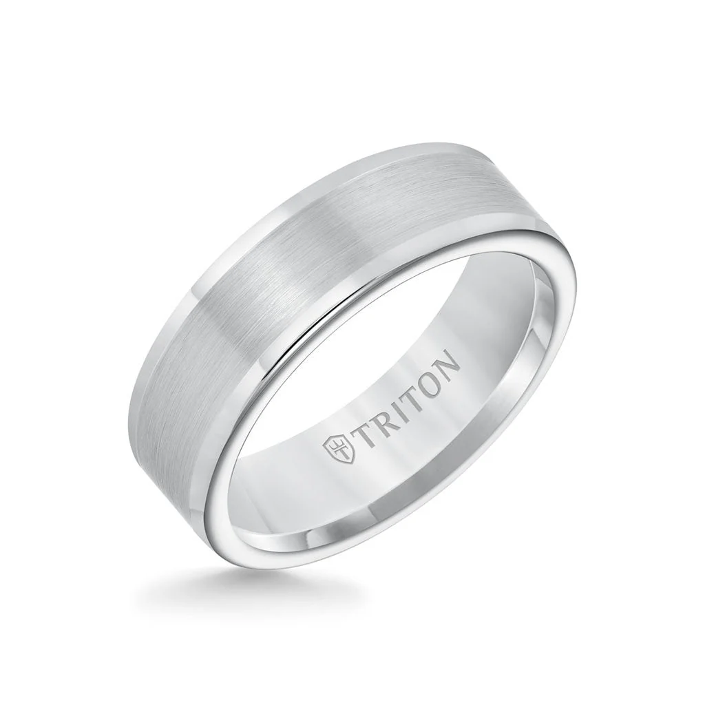 7MM Tungsten Carbide Ring - Satin Center and Round Edge - Image 6