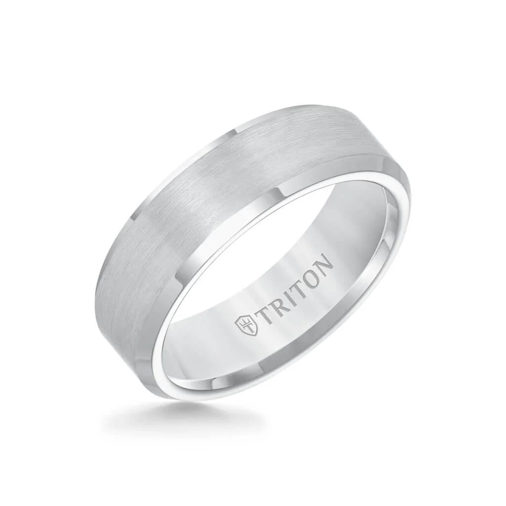 7MM Tungsten Carbide Ring - Satin Finish and Bevel Edge - Image 5