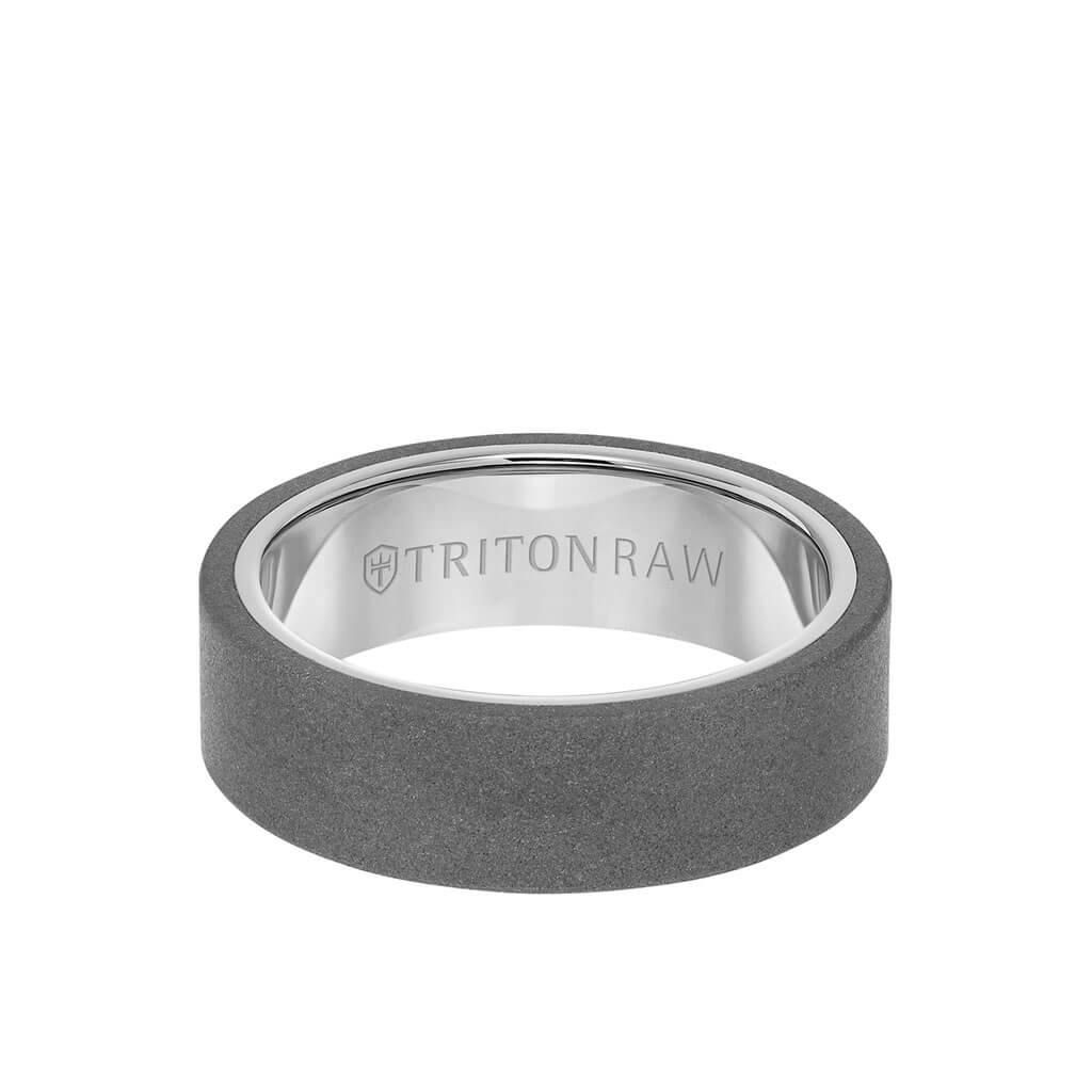 7MM Tungsten RAW Ring - Sandblasted With Inside Shine and Flat Edge - Image 4