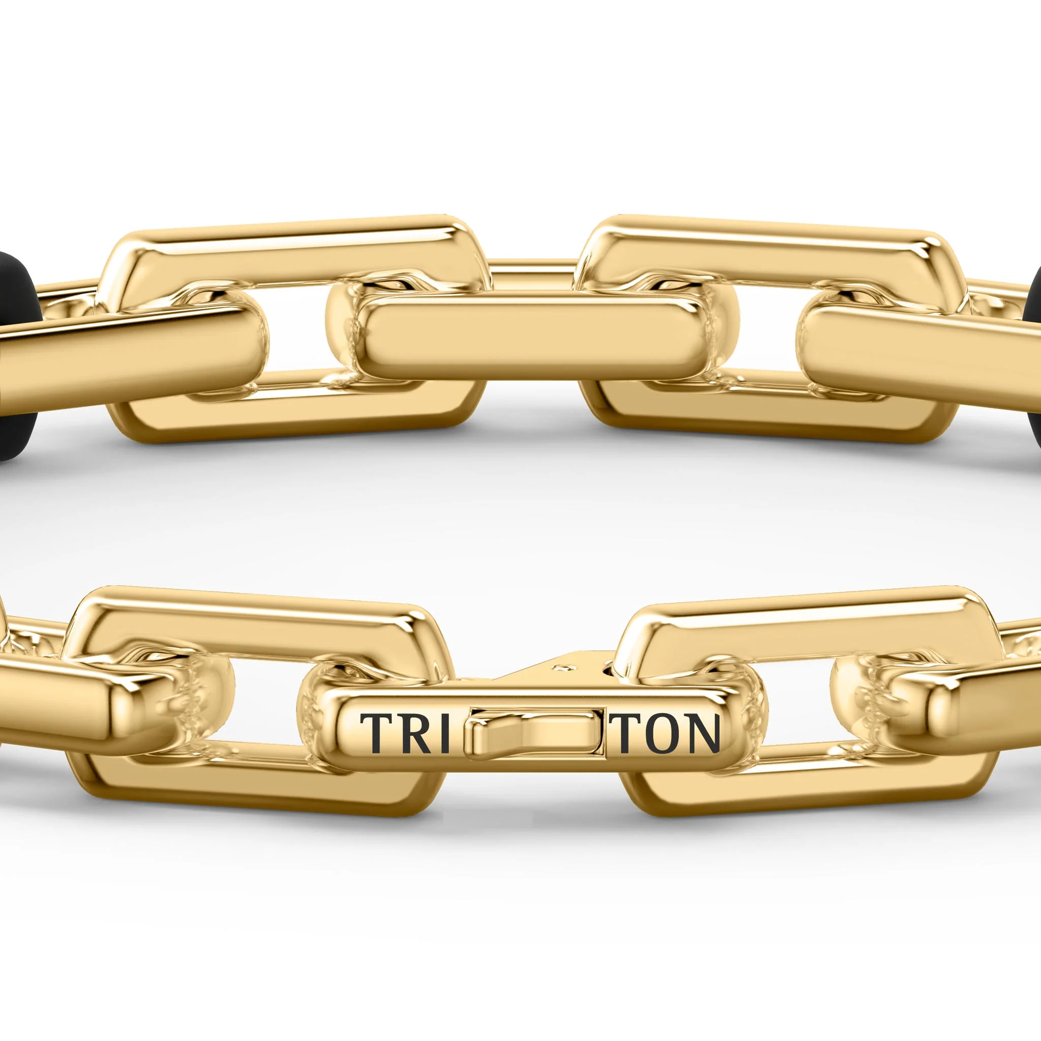 8" On-Trend Two-Tone Bracelet with Polished 18K Yellow Gold Plating over Sterling Silver an Black PVD Links with Silver Rhodium Finish - Image 3