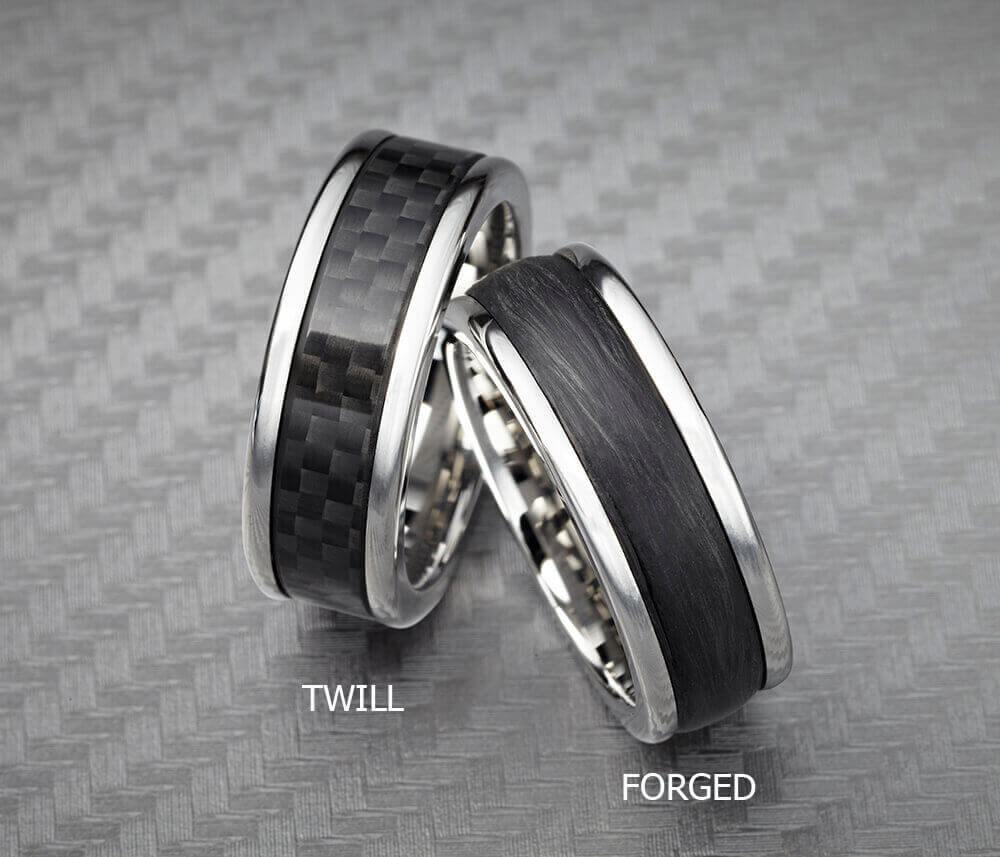 8MM Black Tungsten Carbide Ring - Twill Carbon Fiber Insert with Round Edge - Image 3