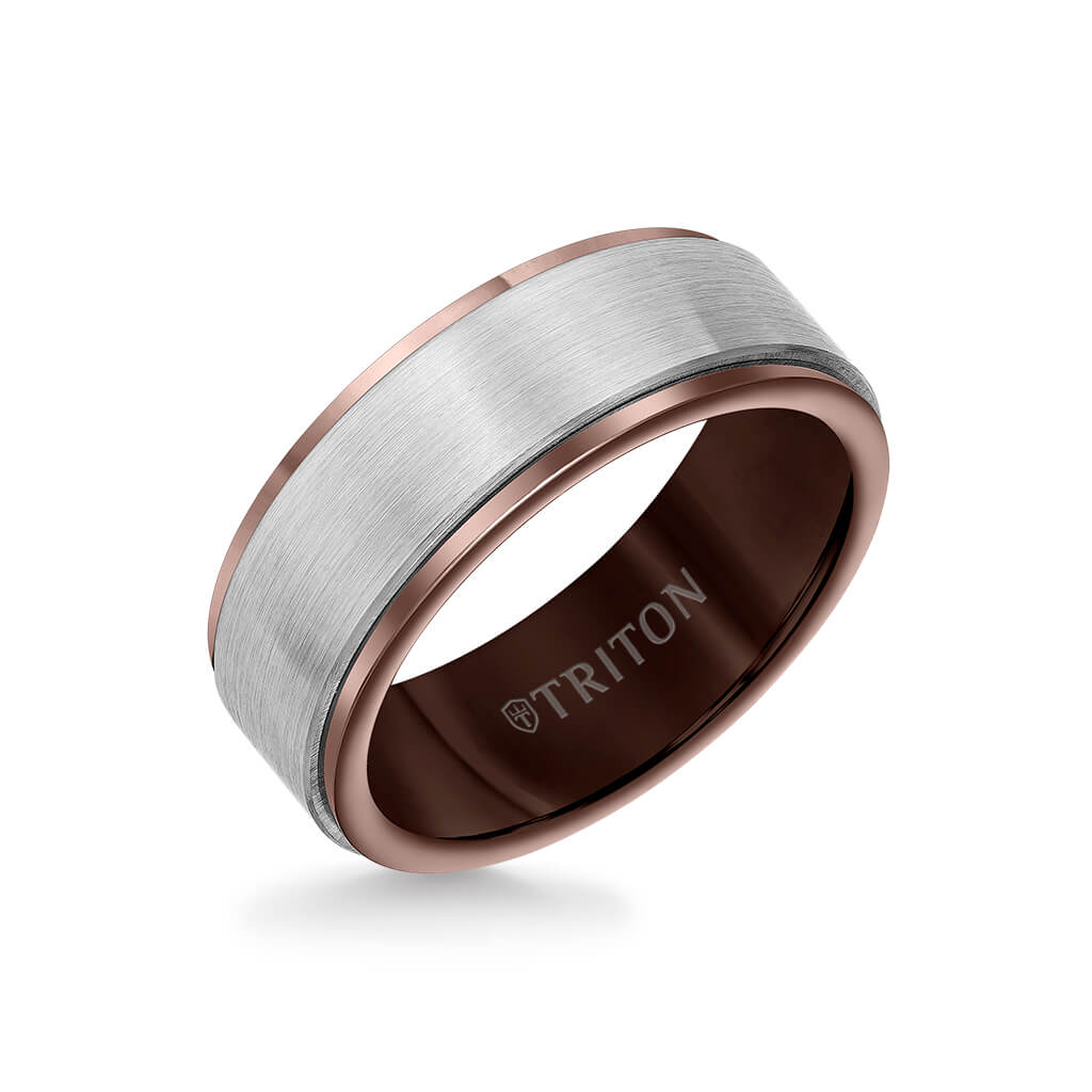 8MM Tungsten Carbide Ring - Satin Finish Center and Step Edge - Image 3