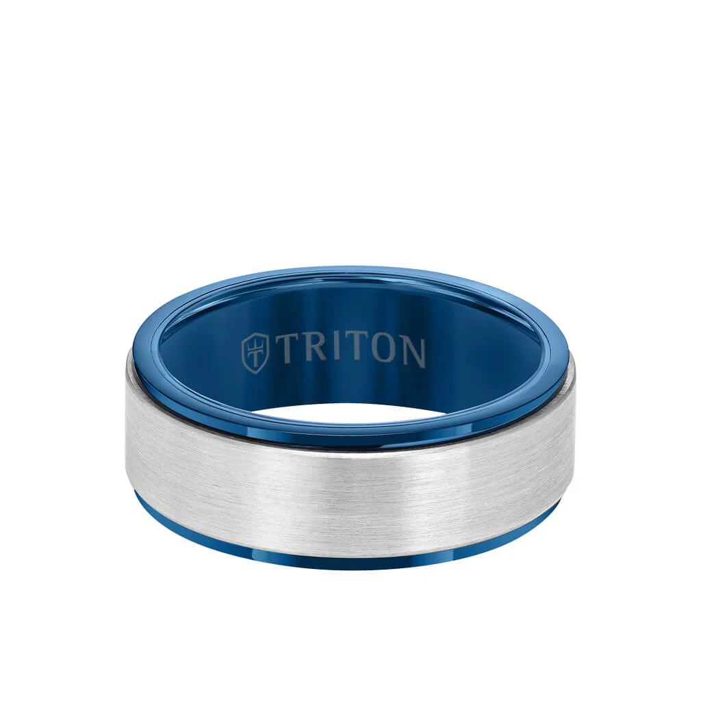 8MM Tungsten Carbide Ring - Satin Finish Center and Step Edge - Image 4