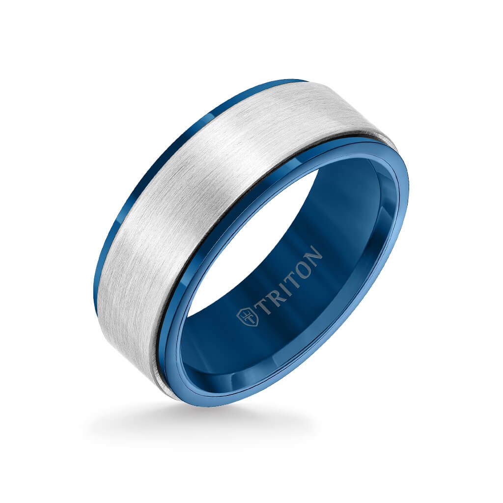 8MM Tungsten Carbide Ring - Satin Finish Center and Step Edge - Image 5