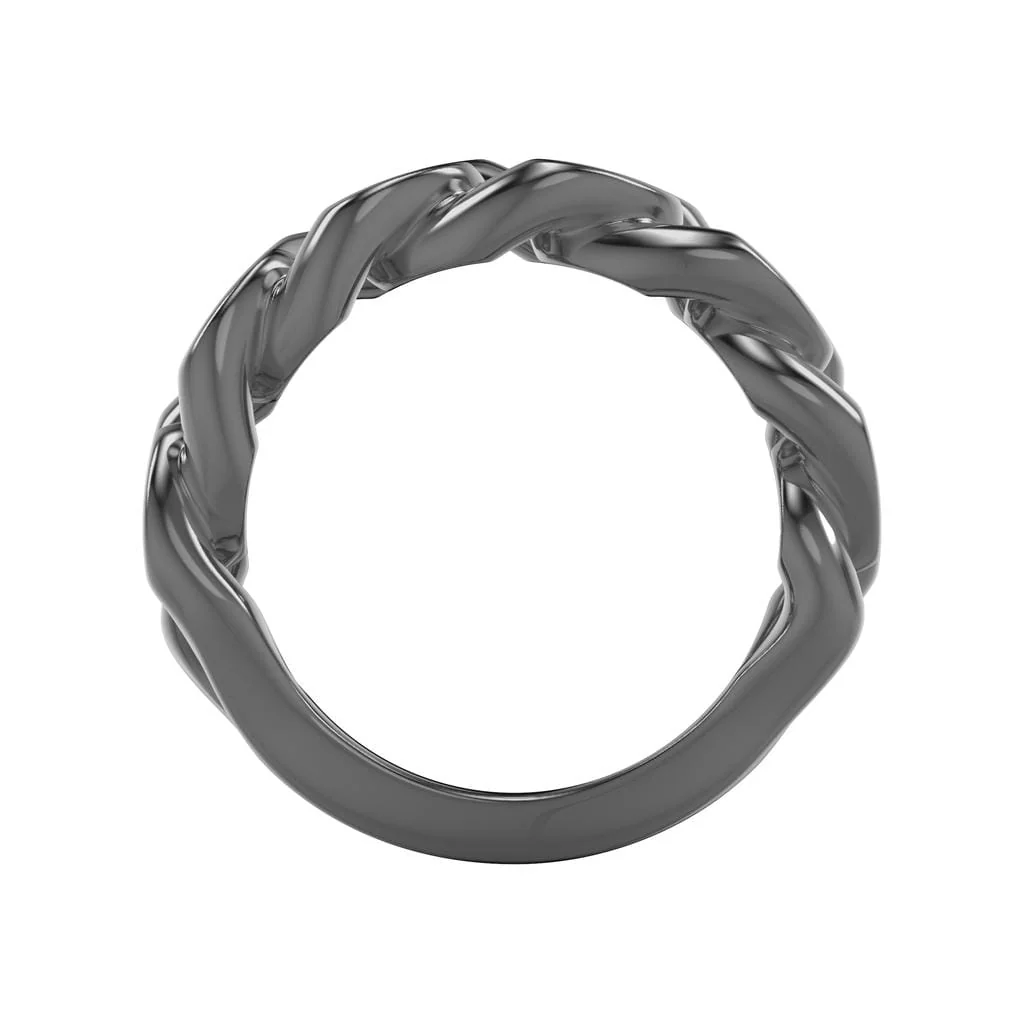 8MM Essentials Black Ruthenium over Sterling Silver Curb Link Center Ring with Polished Finish - Image 3