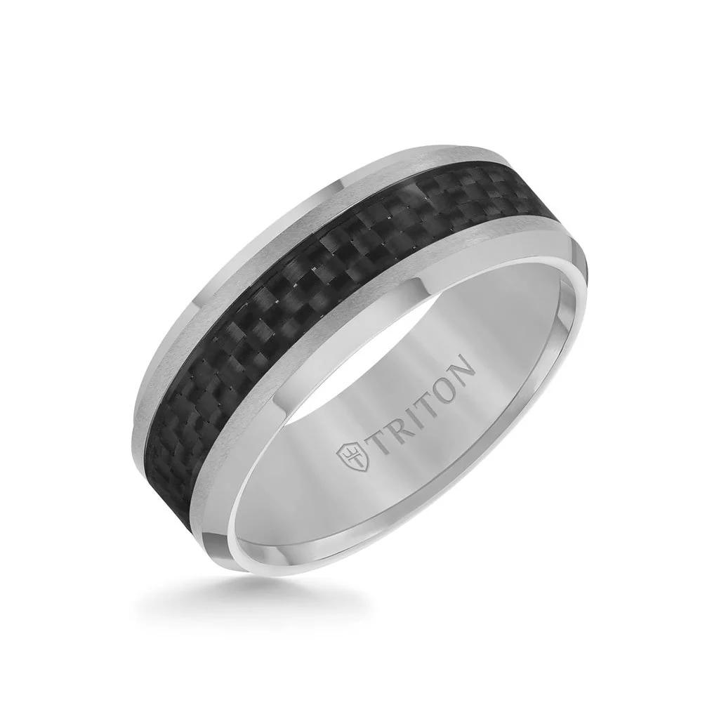8MM Ring - Black Carbon Fiber Center and Bevel Edge - Image 3