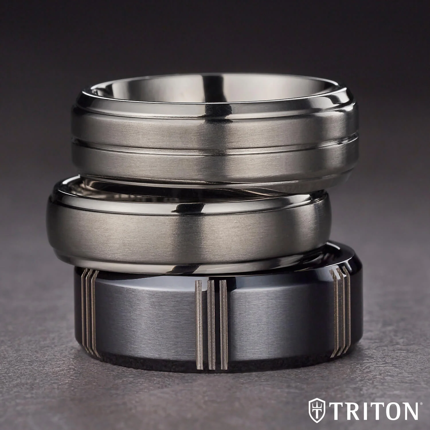 8MM Titanium Ring - Horizontal Center Cut and Step Edge - Image 3