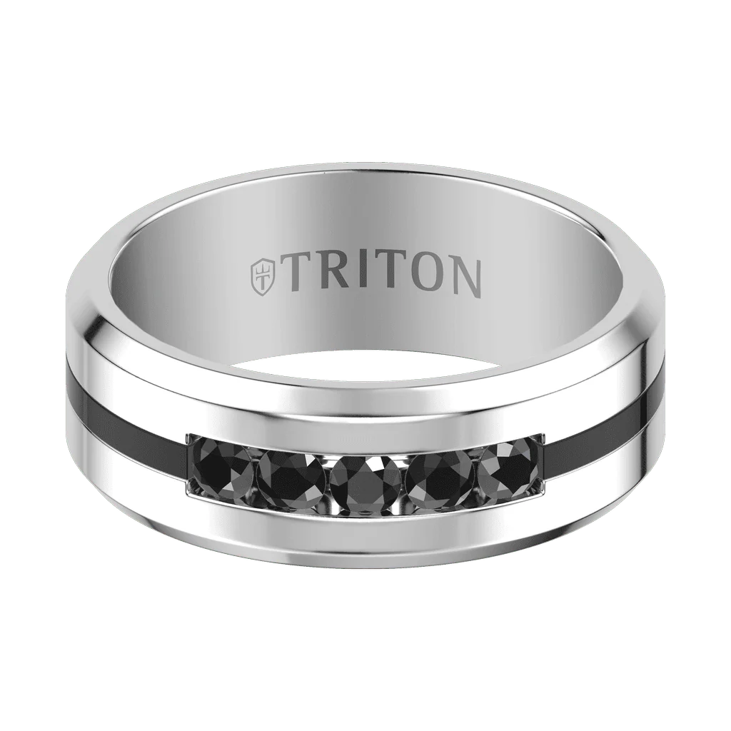 8MM Tungsten With Black Sapphire Band