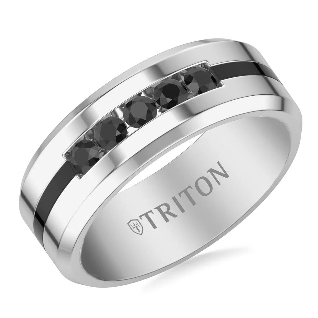 8MM Tungsten With Black Sapphire Band - Image 2
