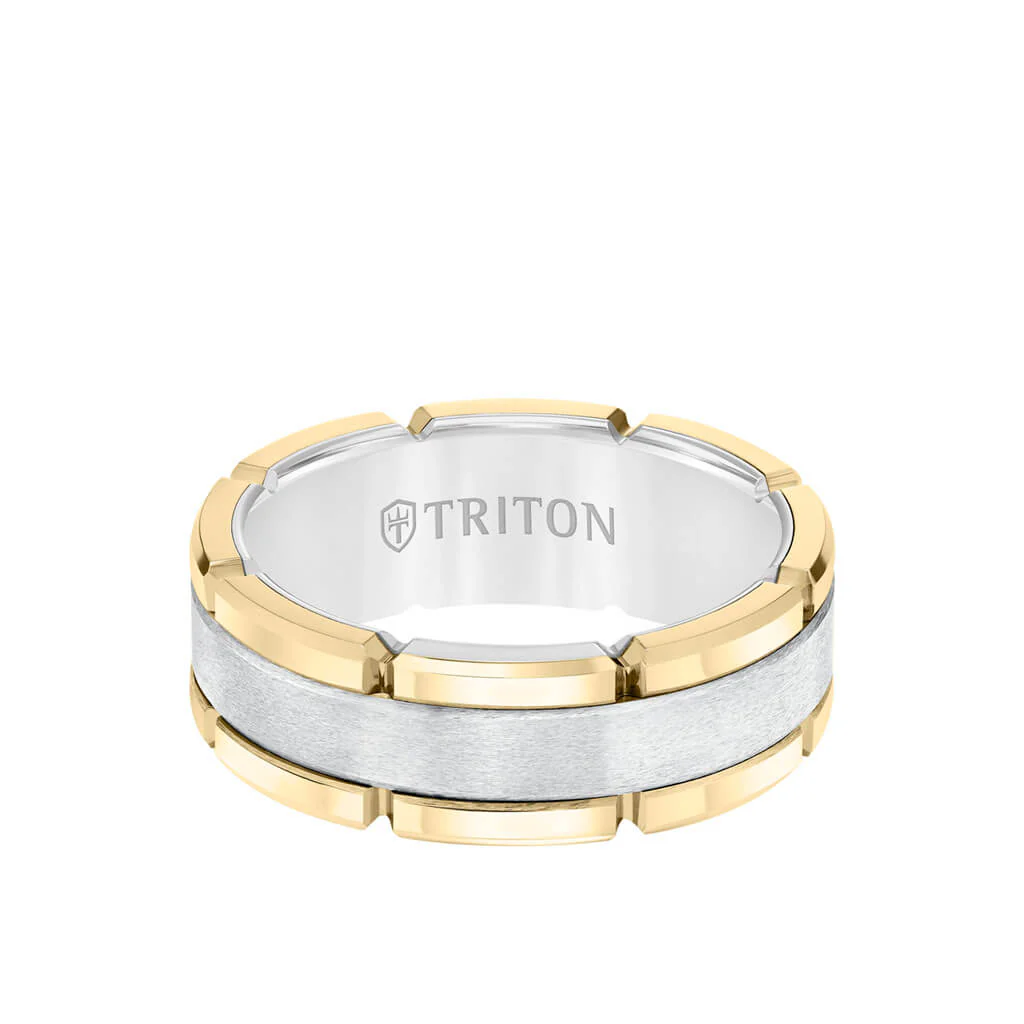 8MM Tungsten Carbide Ring - Flat Brushed Center and Link Edge - Image 12