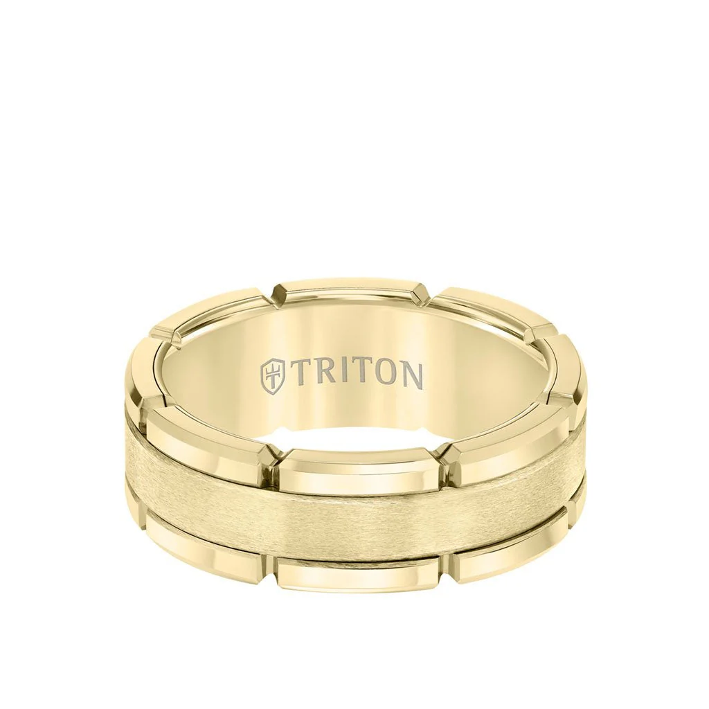 8MM Tungsten Carbide Ring - Flat Brushed Center and Link Edge - Image 8