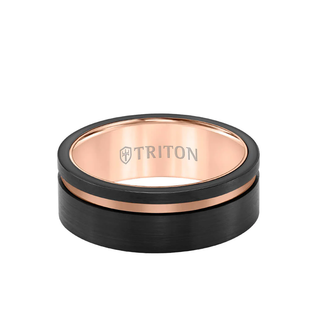 8MM Tungsten Carbide Ring - Satin Finish and Asymmetrical Channel - Image 3