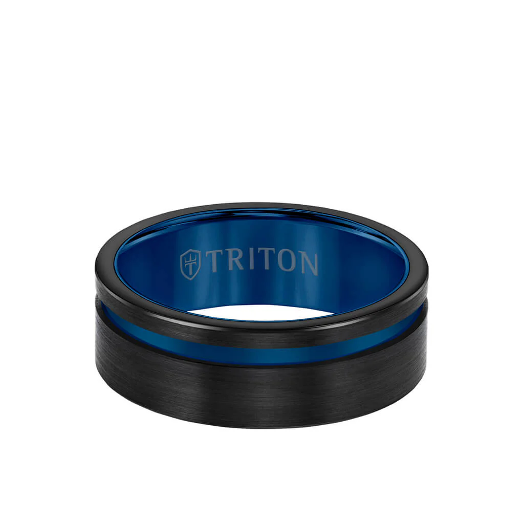 8MM Tungsten Carbide Ring - Satin Finish and Asymmetrical Channel - Image 4