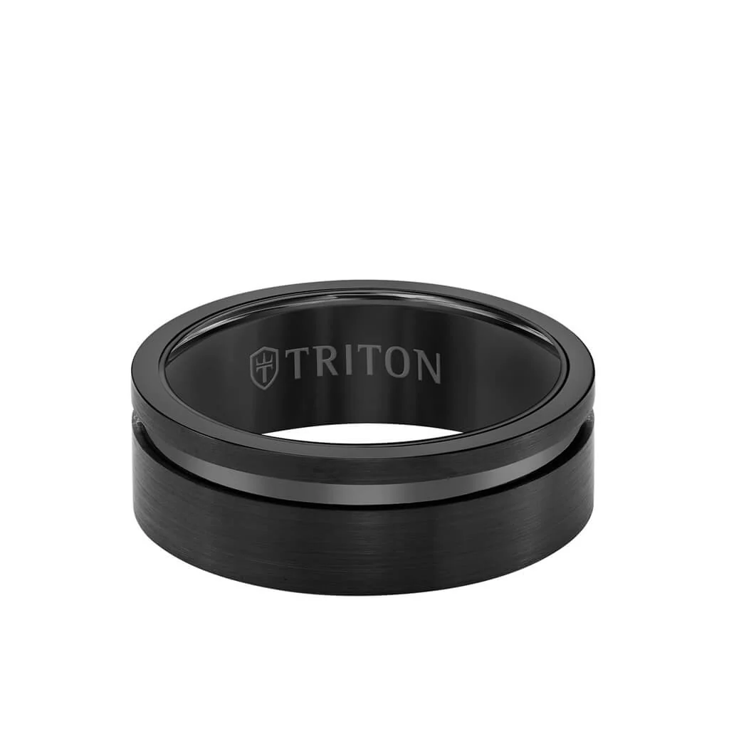 8MM Tungsten Carbide Ring - Satin Finish and Asymmetrical Channel - Image 5