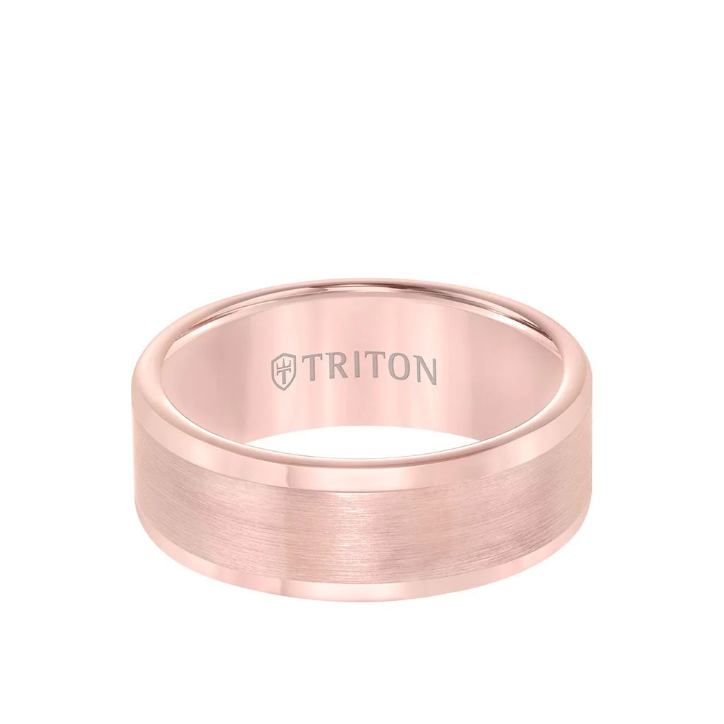 8MM Tungsten Carbide Ring - Satin Finish Flat Center and Round Edge - Image 10