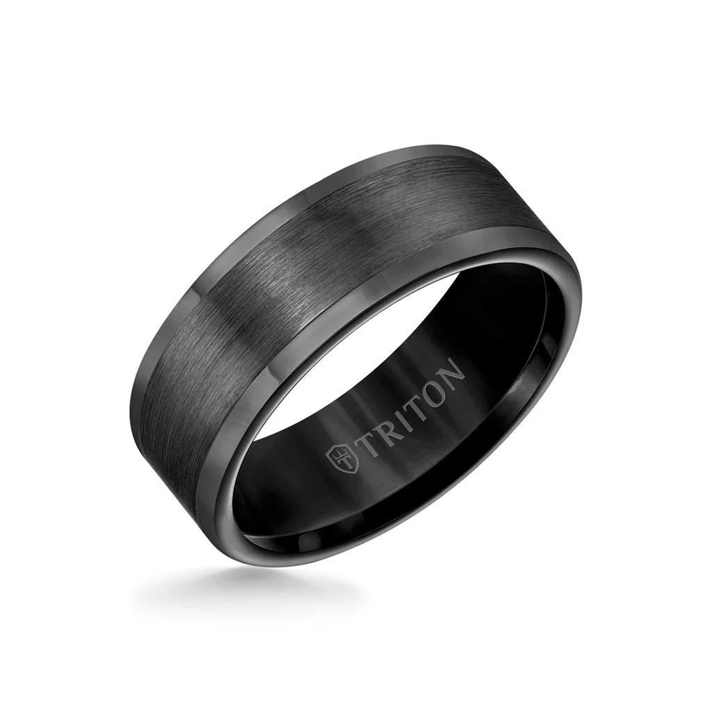 8MM Tungsten Carbide Ring - Satin Finish Flat Center and Round Edge - Image 3