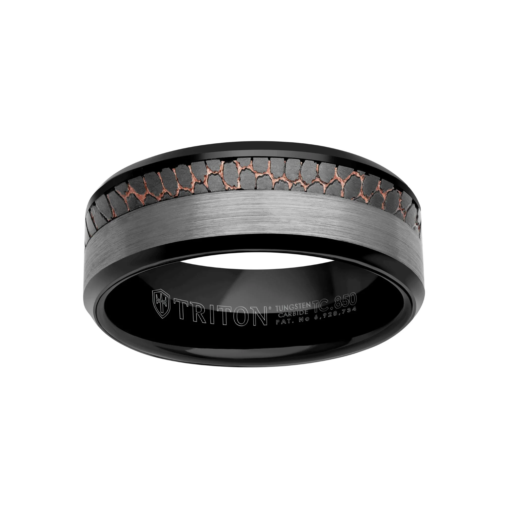 8MM Tungsten Carbide Ring - Superconductor Inlay with Asymmetrical Channel and Beveled Edge - Image 3