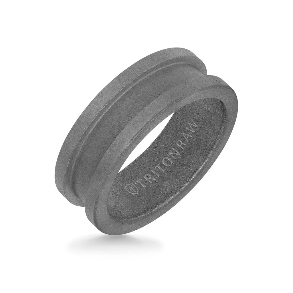 8MM Tungsten Raw Ring - Sandblasted Matte Finish and Slot Profile - Image 2