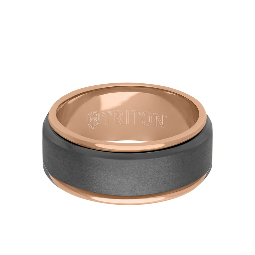 9MM Tantalum Ring - 14k Gold Inside Sleeve and Bright Edge - Image 4