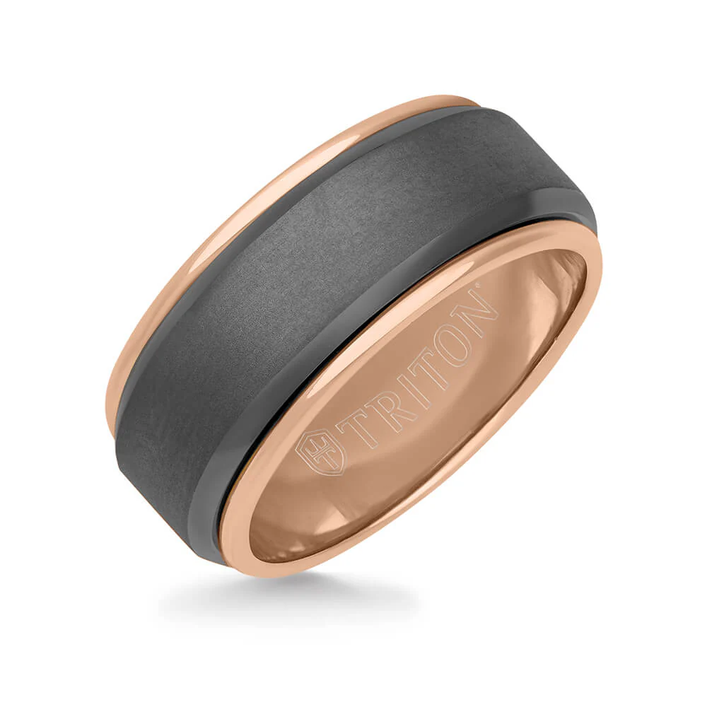 9MM Tantalum Ring - 14k Gold Inside Sleeve and Bright Edge - Image 5