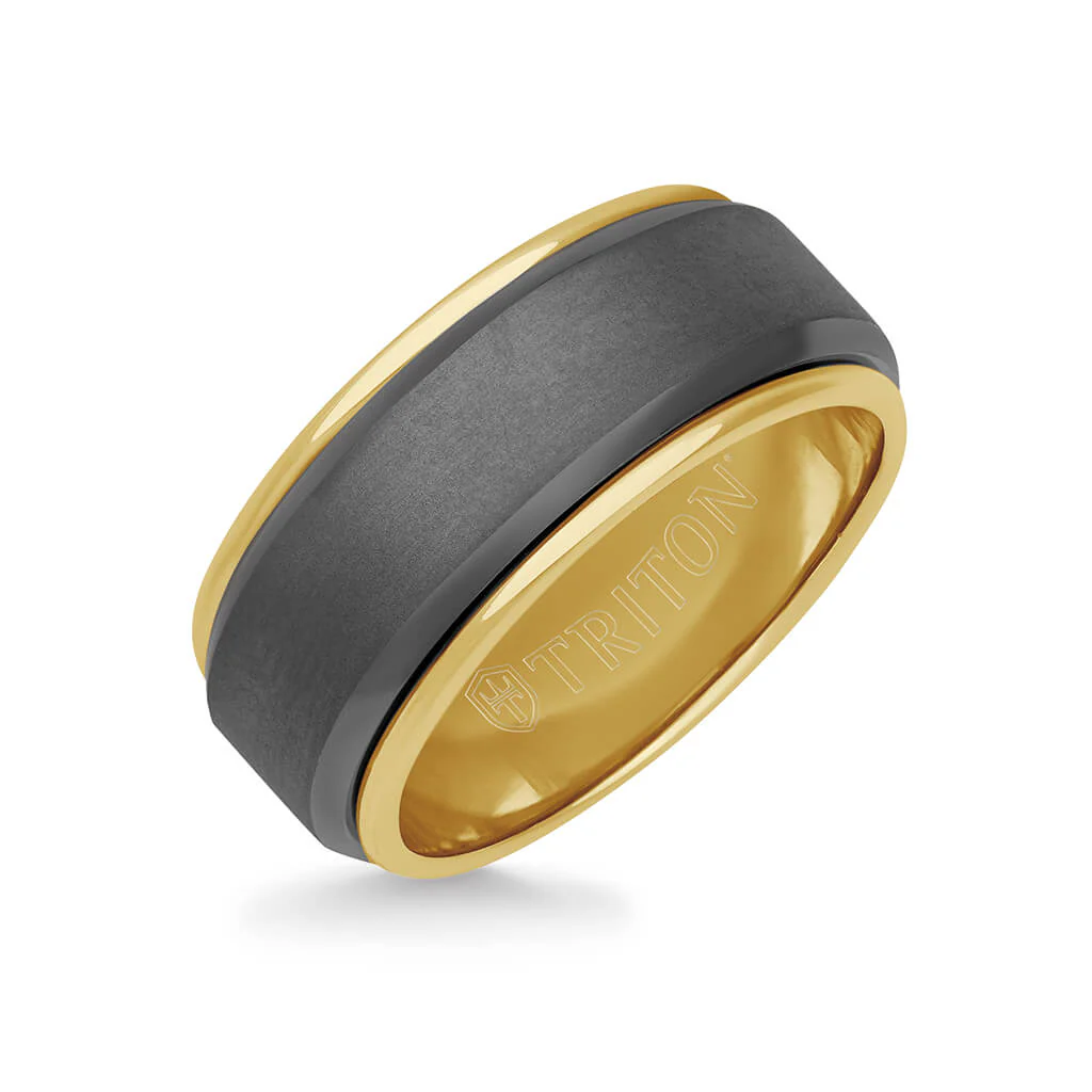9MM Tantalum Ring - 14k Gold Inside Sleeve and Bright Edge - Image 7