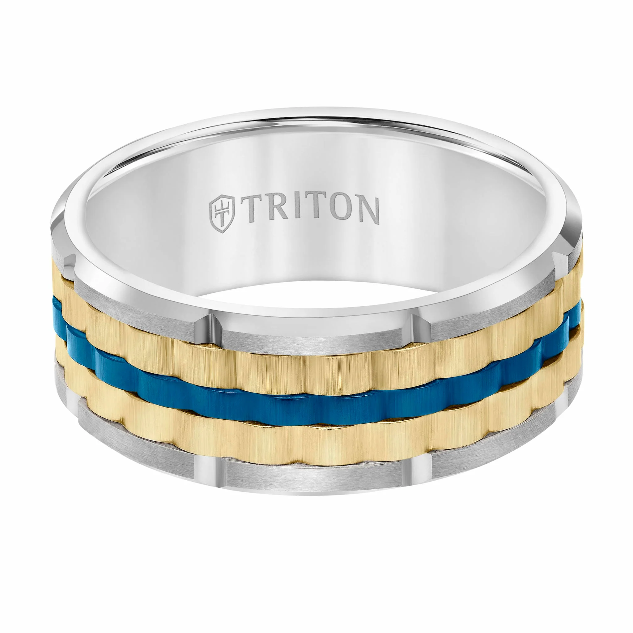 9MM Tungsten Carbide Ring - Basketweave Center & Bevel Edge - Image 11