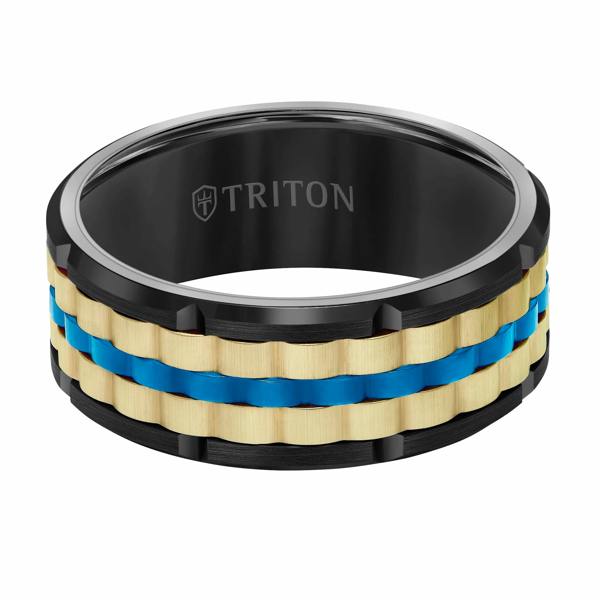 9MM Tungsten Carbide Ring - Basketweave Center & Bevel Edge - Image 6