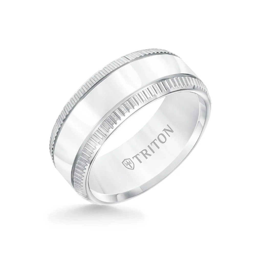9MM Tungsten Carbide Ring - Flat Bright Center and Coin Edge - Image 2
