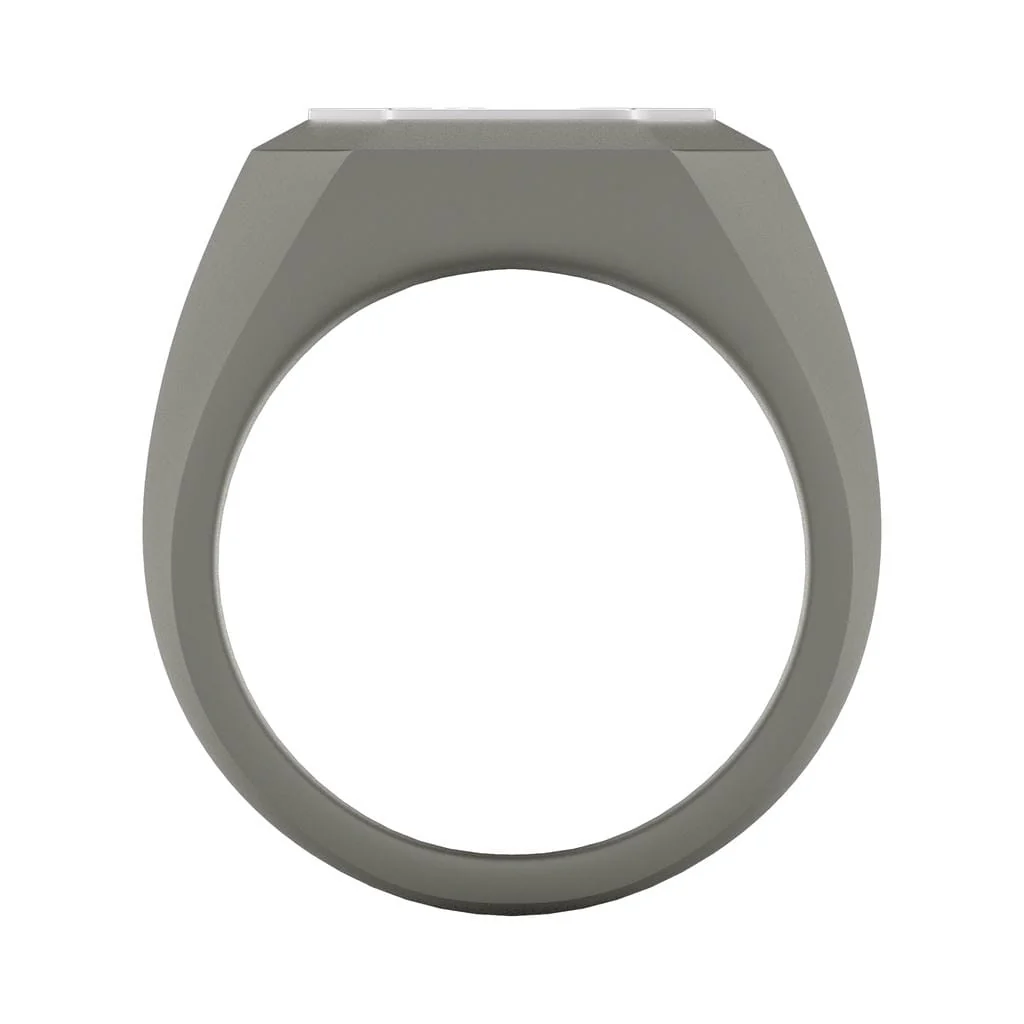 On-Trend Titanium Ring with Pave Black Sapphires and Silver Rhodium Plating - Image 3