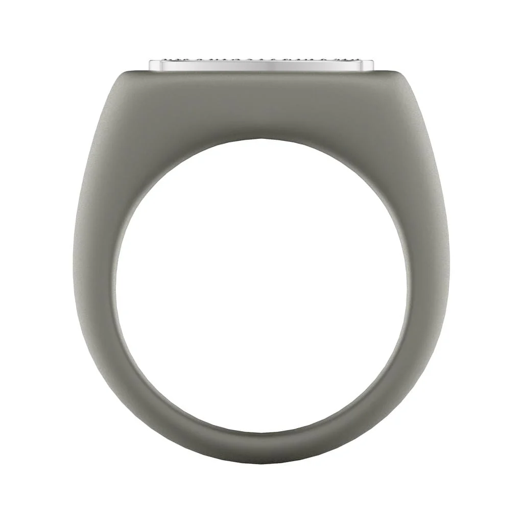 On-Trend Titanium Ring with Pave Lab-Created Diamonds and Silver Rhodium Plating - Image 3