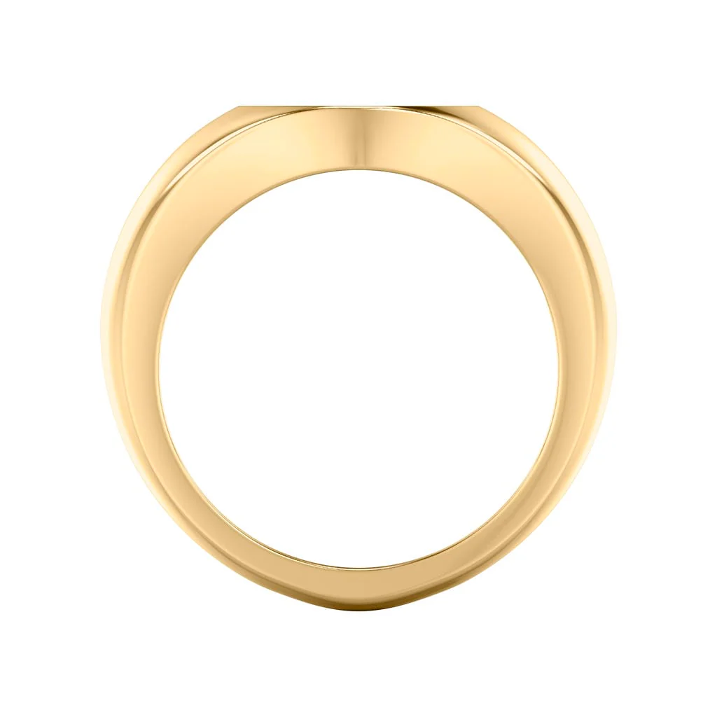 Polished Yellow Gold-Plated Sterling Silver Essentials Signet Ring with Ceram8 Full Moon Inlay and J Curved Edge - Image 3
